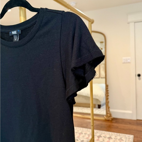 Paige Women's Black Elevated Basic Flutter Short Sleeve Shirt Top- Size Small - Picture 5 of 5